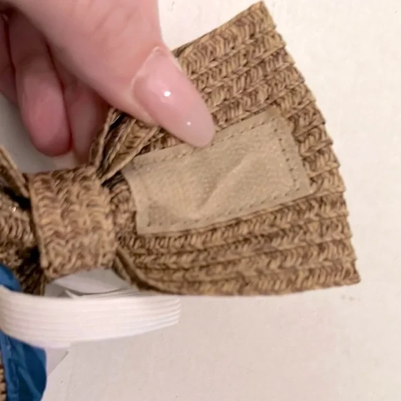 Belham living Stylish Brown Sun Hat with Blue Trim 50+ spf Velcro closure - Picture 8 of 11